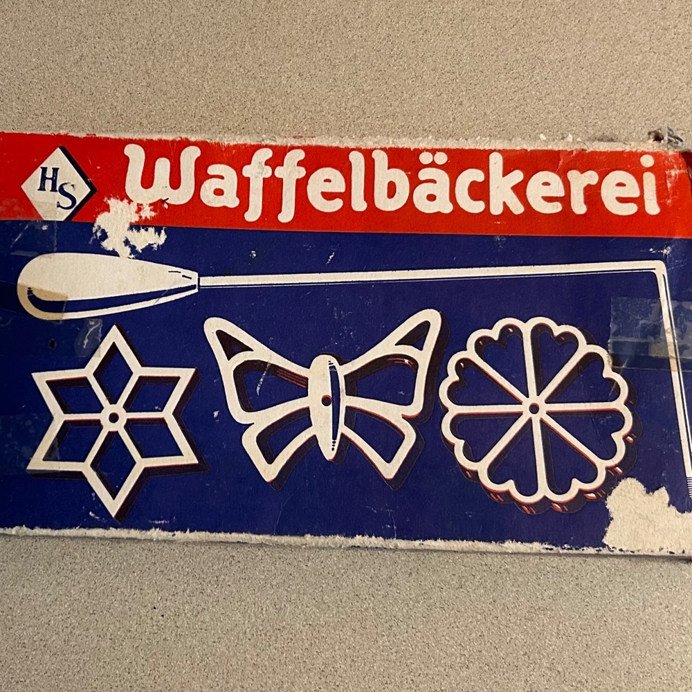Vintage HS Waffelbackerei rosette iron red handle West Germany cookie waffle